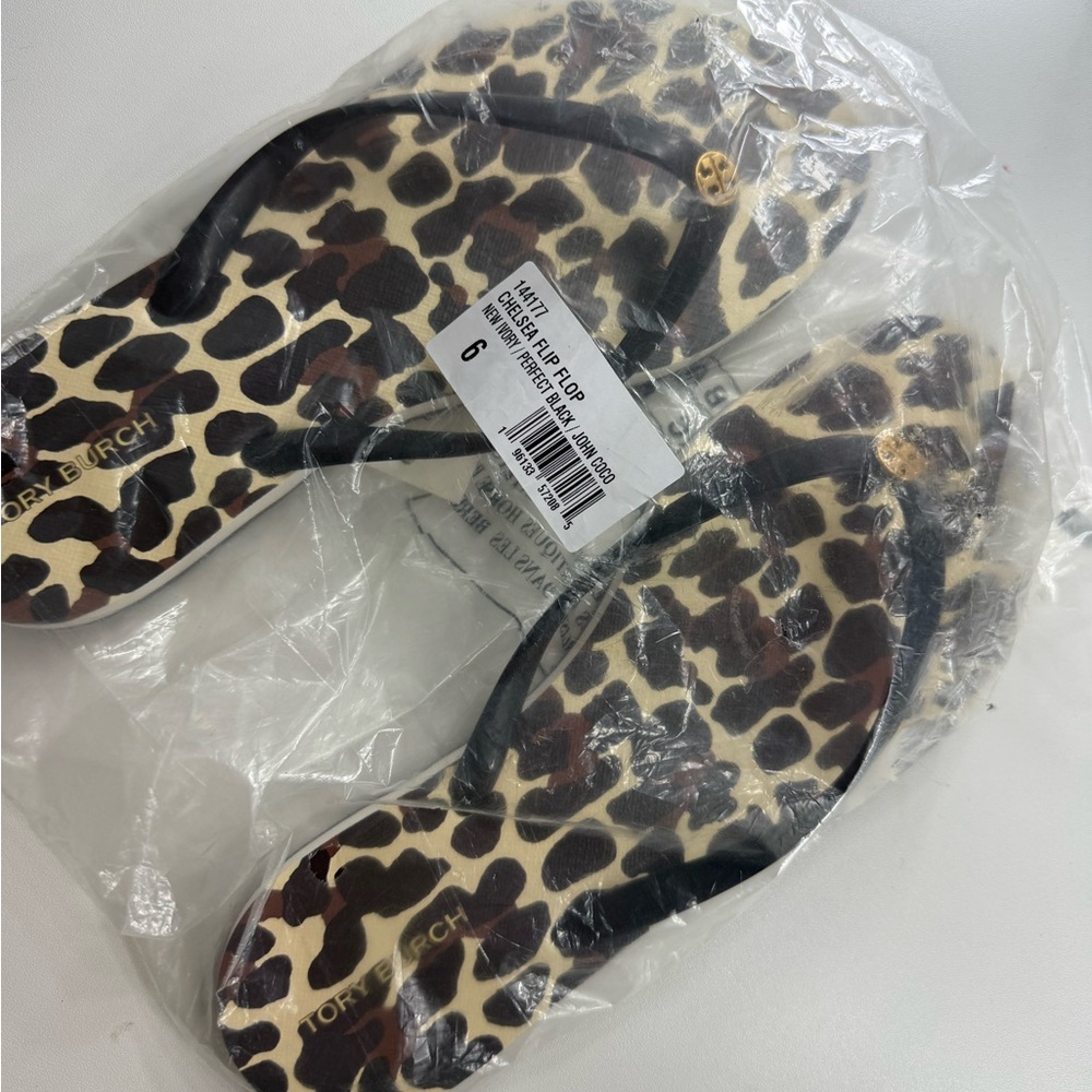 Tory Burch Black and White Flip Flops